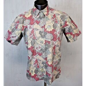 Mens Cooke Street Honolulu Hawaiian Shirt Button Front Size M Floral Red Paisley